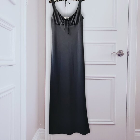 Vintage Y2K SMART SET Black Ruched Maxi Dress - Picture 12 of 12